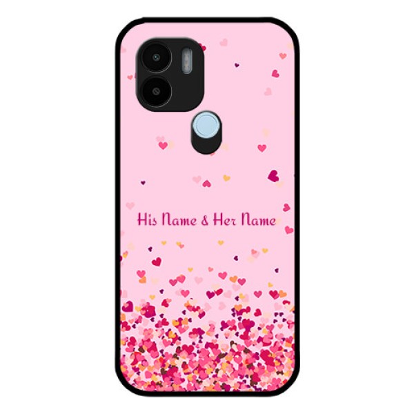 Poco C51 Photo Printing on Glass Case - Floating Hearts Design