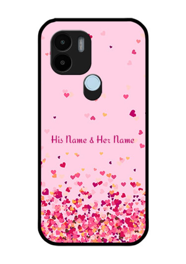 Poco C51 Photo Printing on Glass Case - Floating Hearts Design