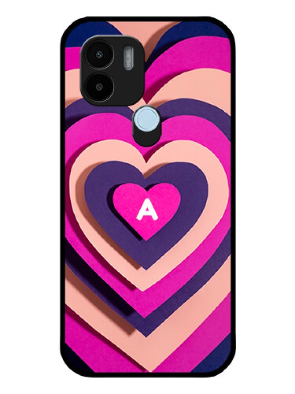 Custom Poco C51 Custom Glass Mobile Case - Cute Heart Pattern Design