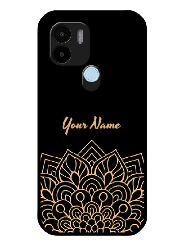 Custom Poco C51 Custom Glass Phone Case - Golden mandala Design