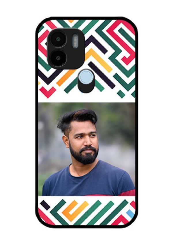 Poco C51 Personalized Glass Phone Case - Colorful Maze Pattern Design