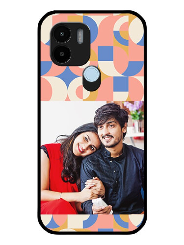 Custom Poco C51 Photo Printing on Glass Case - Semi-circle Maze Pattern Design