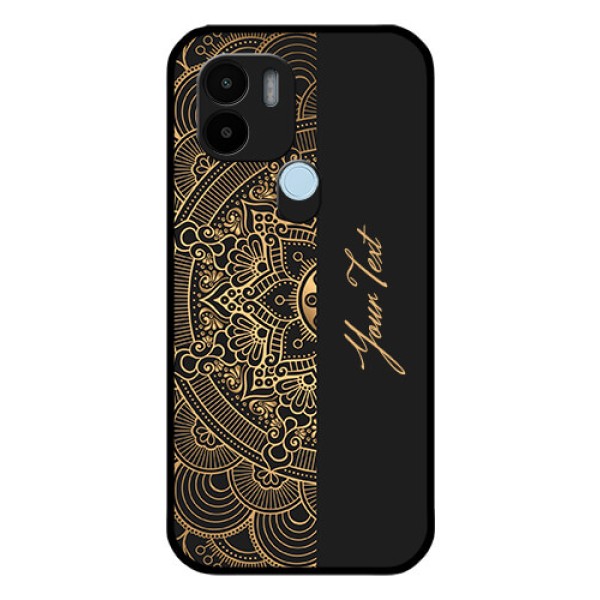 Poco C51 Photo Printing on Glass Case - Mandala art with custom text Design Poco C51 Photo Printing on Glass Case - Mandala art with custom text Design