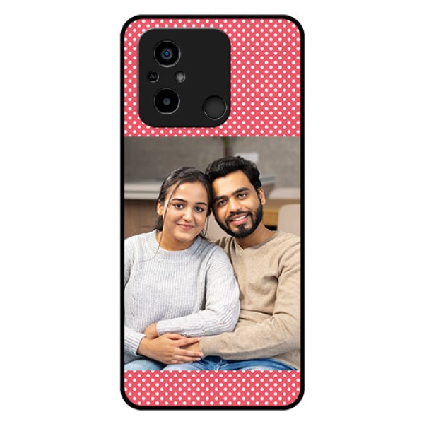 Poco C55 Custom Glass Phone Case - White Dotted Design