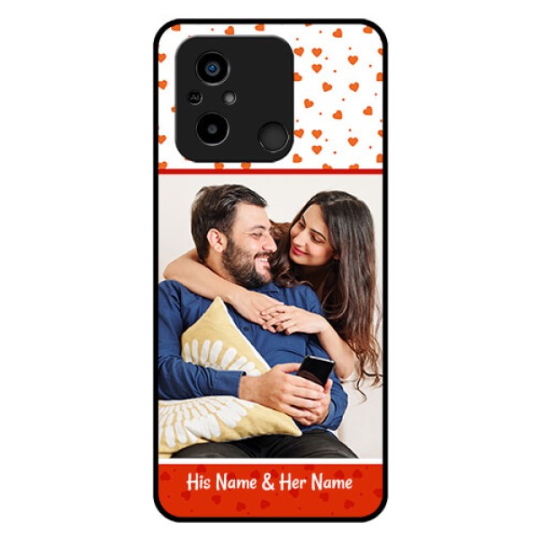 Poco C55 Custom Glass Phone Case - Orange Love Symbol Design Poco C55 Custom Glass Phone Case - Orange Love Symbol Design