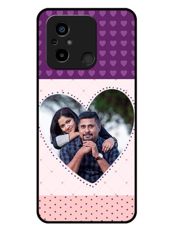 Custom Poco C55 Custom Glass Phone Case - Violet Love Dots Design