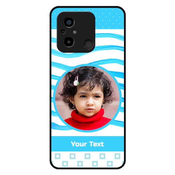 Poco C55 Custom Glass Phone Case - Simple Blue Case Design