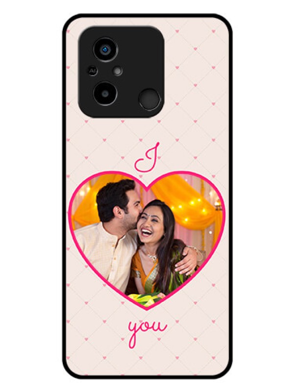Custom Poco C55 Custom Glass Mobile Case - Heart Shape Design