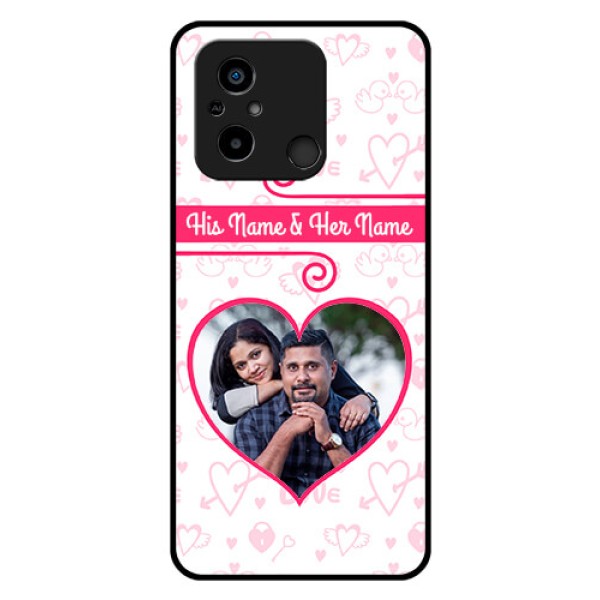 Poco C55 Personalized Glass Phone Case - Heart Shape Love Design Poco C55 Personalized Glass Phone Case - Heart Shape Love Design