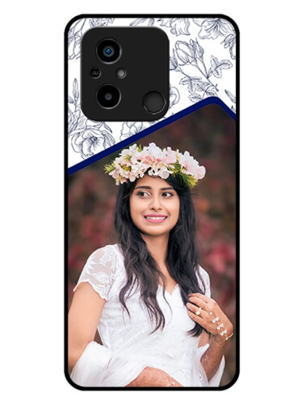 Custom Poco C55 Personalized Glass Phone Case - Premium Floral Design