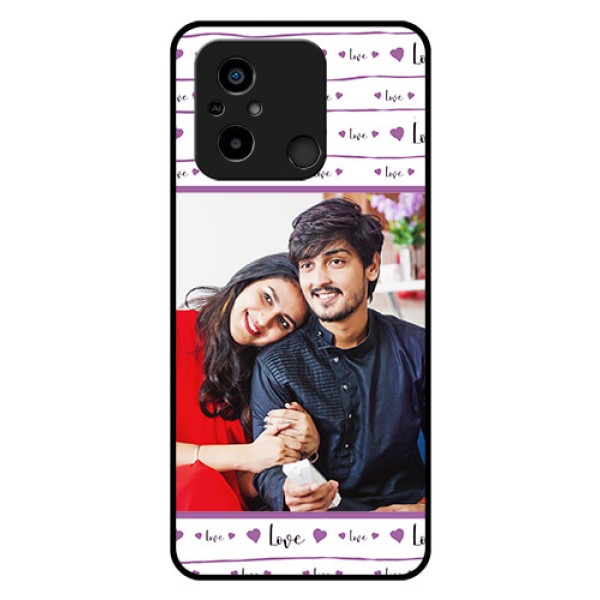 Poco C55 Custom Glass Mobile Case - Couples Heart Design