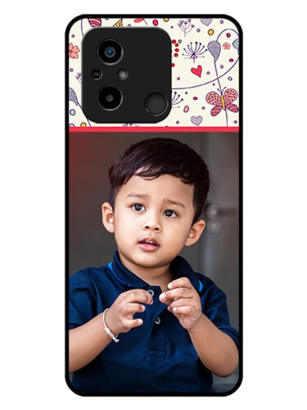 Custom Poco C55 Custom Glass Mobile Case - Premium Floral Design