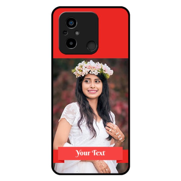 Poco C55 Custom Glass Phone Case - Simple Red Color Design