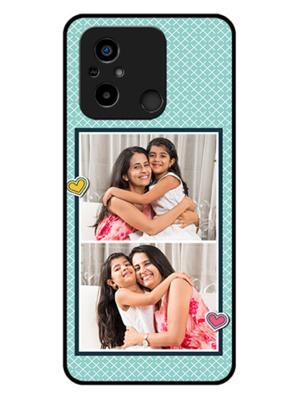 Custom Poco C55 Custom Glass Phone Case - 2 Image Holder with Pattern Design