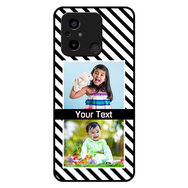 Poco C55 Photo Printing on Glass Case - Black And White Stripes Design Poco C55 Photo Printing on Glass Case - Black And White Stripes Design