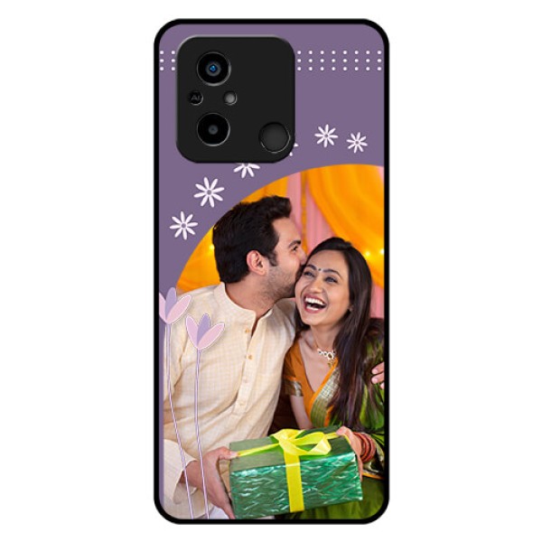 Poco C55 Custom Glass Mobile Case - Lavender flowers design