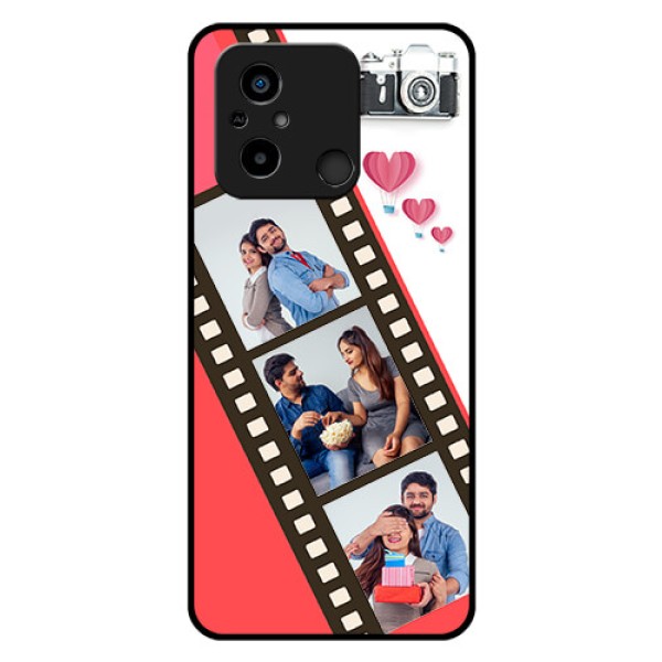 Poco C55 Personalized Glass Phone Case - 3 Image Holder with Film Reel