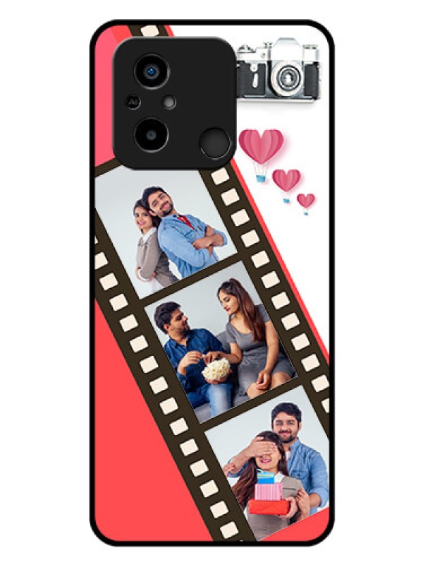 Custom Poco C55 Personalized Glass Phone Case - 3 Image Holder with Film Reel