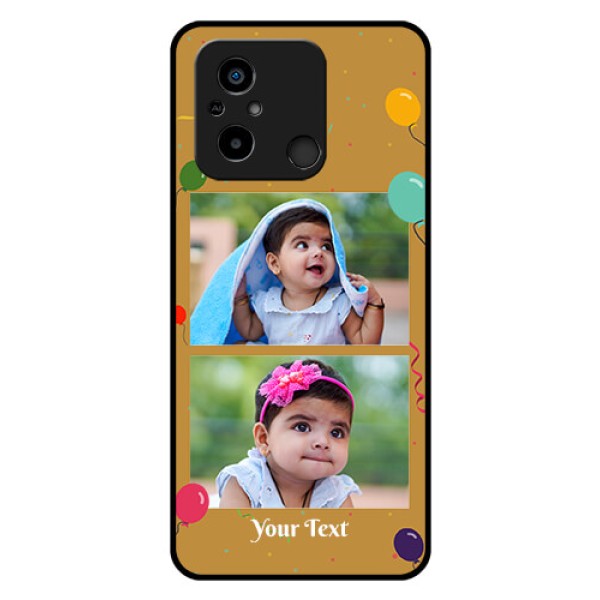 Poco C55 Personalized Glass Phone Case - Image Holder with Birthday Celebrations Design Poco C55 Personalized Glass Phone Case - Image Holder with Birthday Celebrations Design