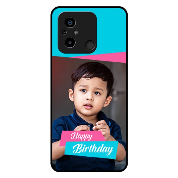 Poco C55 Personalized Glass Phone Case - Image Holder with 2 Color Design