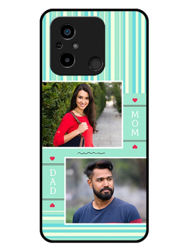 Custom Poco C55 Custom Glass Phone Case - Mom & Dad Pic Design