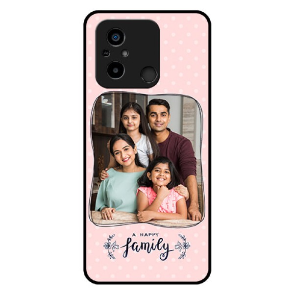Poco C55 Custom Glass Phone Case - Family with Dots Design