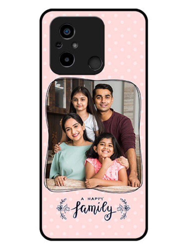 Custom Poco C55 Custom Glass Phone Case - Family with Dots Design