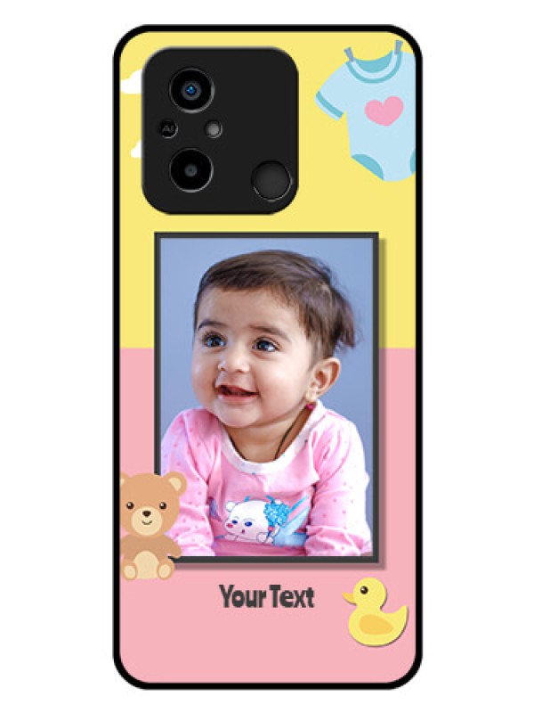 Custom Poco C55 Photo Printing on Glass Case - Kids 2 Color Design