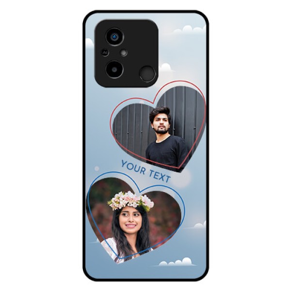Poco C55 Custom Glass Mobile Case - Blue Color Couple Design