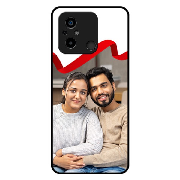 Poco C55 Photo Printing on Glass Case - Red Ribbon Frame Design
