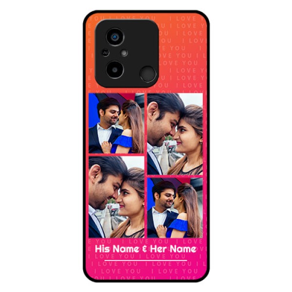 Poco C55 Custom Glass Phone Case - I Love You Pink Design