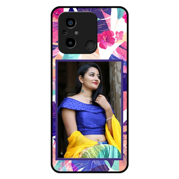 Poco C55 Custom Glass Mobile Case - Abstract Floral Design