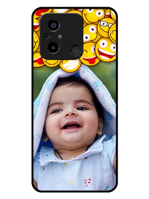 Custom Poco C55 Custom Glass Mobile Case - with Smiley Emoji Design