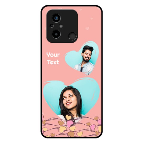 Poco C55 Custom Glass Mobile Case - Love Doodle Design