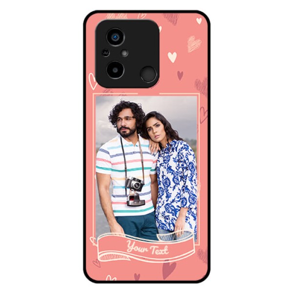 Poco C55 Custom Glass Phone Case - Love doodle art Design