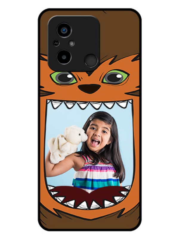 Custom Poco C55 Photo Printing on Glass Case - Owl Monster Back Case Design