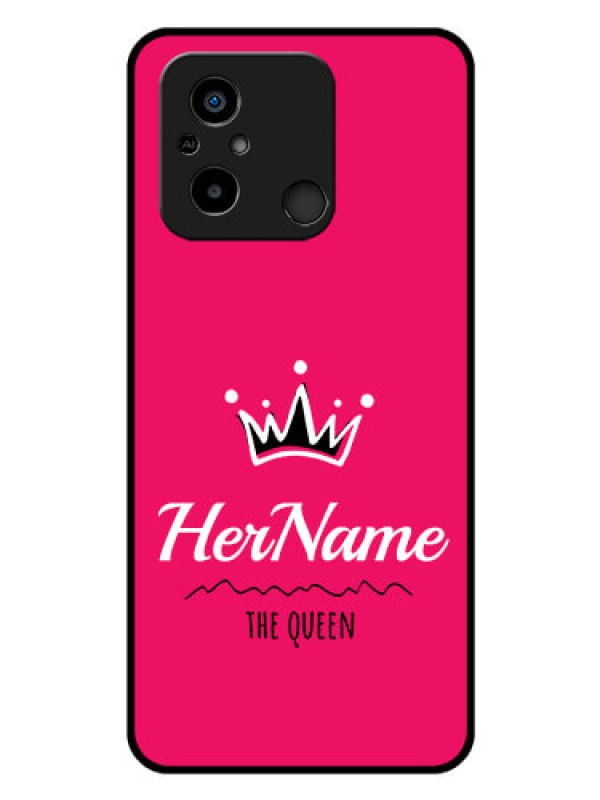 Custom Poco C55 Glass Phone Case Queen with Name