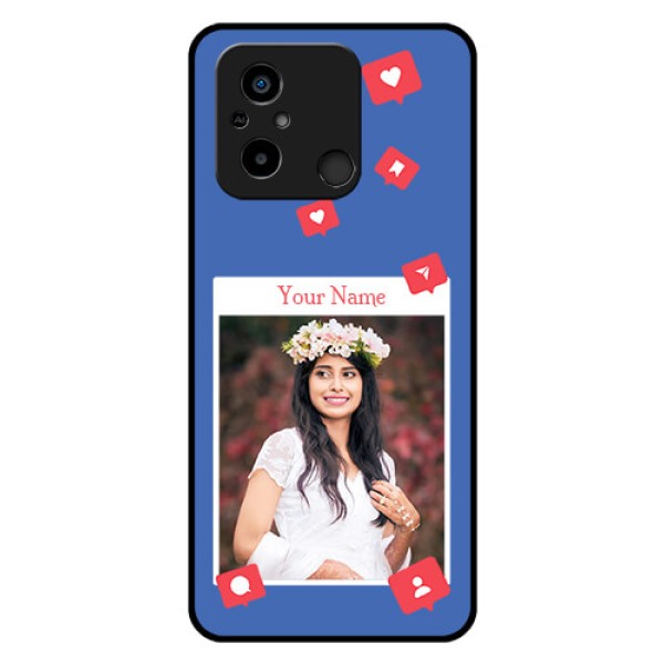 Poco C55 Custom Glass Phone Case - Like Share And Comment Design