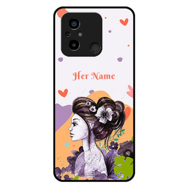 Poco C55 Personalized Glass Phone Case - Woman And Nature Design