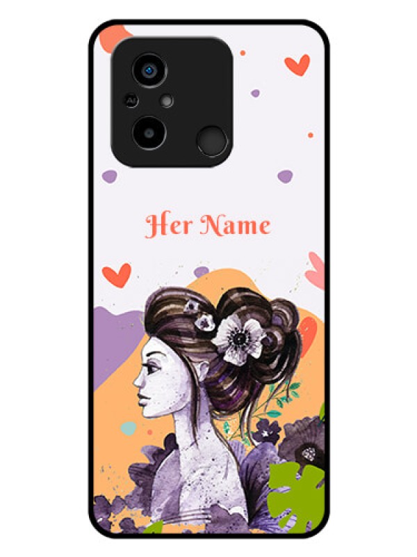 Custom Poco C55 Personalized Glass Phone Case - Woman And Nature Design
