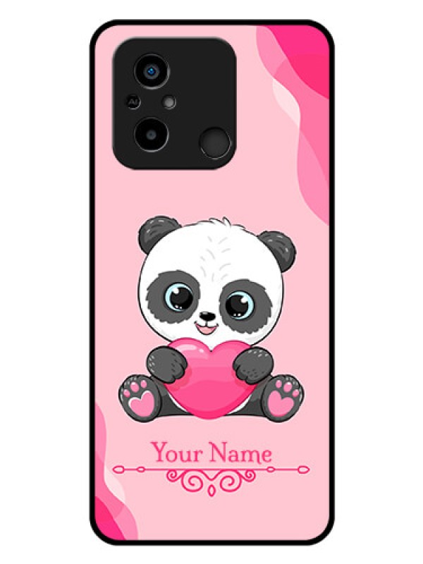 Custom Poco C55 Custom Glass Mobile Case - Cute Panda Design