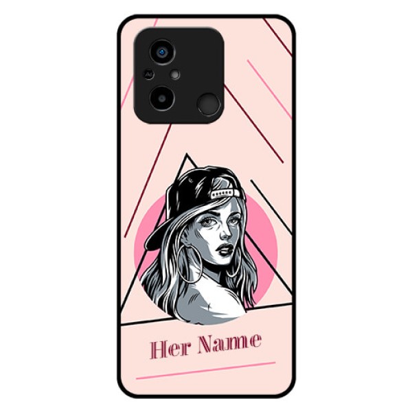 Poco C55 Personalized Glass Phone Case - Rockstar Girl Design