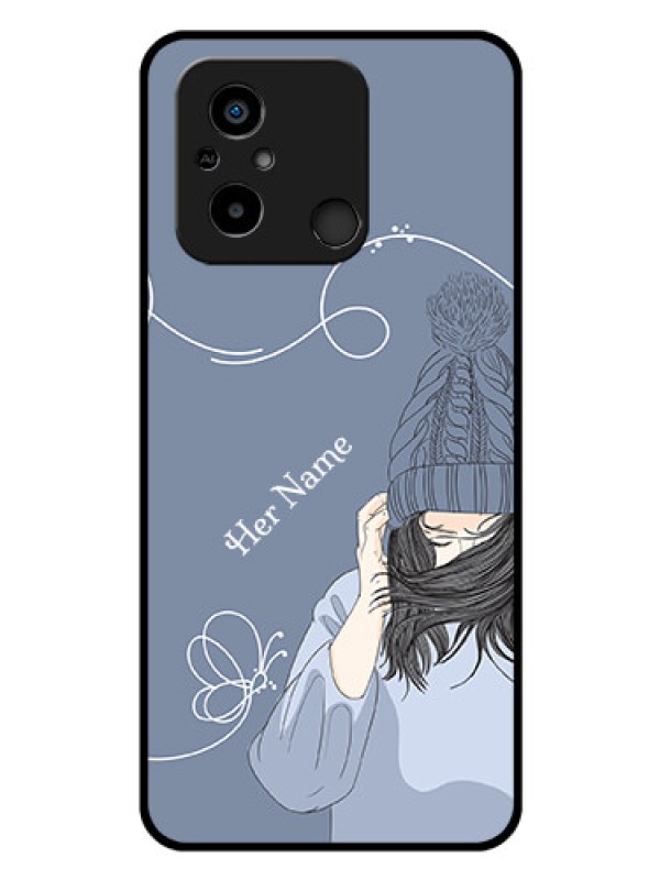 Custom Poco C55 Custom Glass Mobile Case - Girl in winter outfit Design