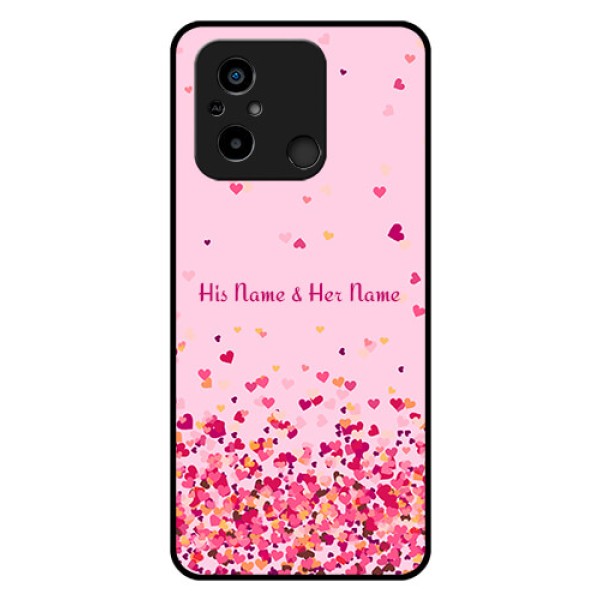 Poco C55 Photo Printing on Glass Case - Floating Hearts Design