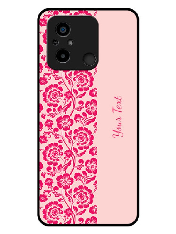 Custom Poco C55 Custom Glass Phone Case - Attractive Floral Pattern Design