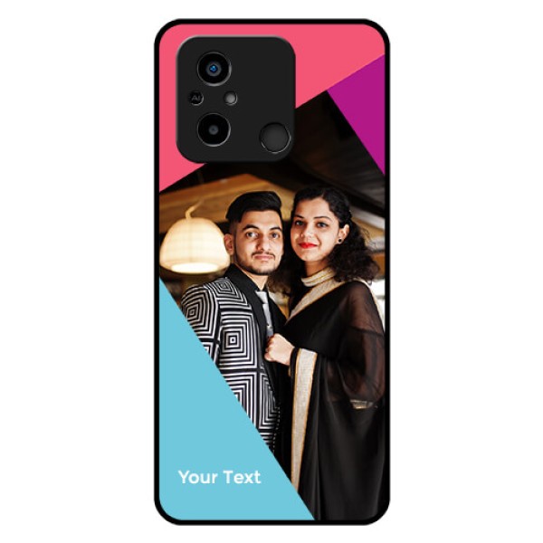 Poco C55 Custom Glass Mobile Case - Stacked Triple colour Design Poco C55 Custom Glass Mobile Case - Stacked Triple colour Design