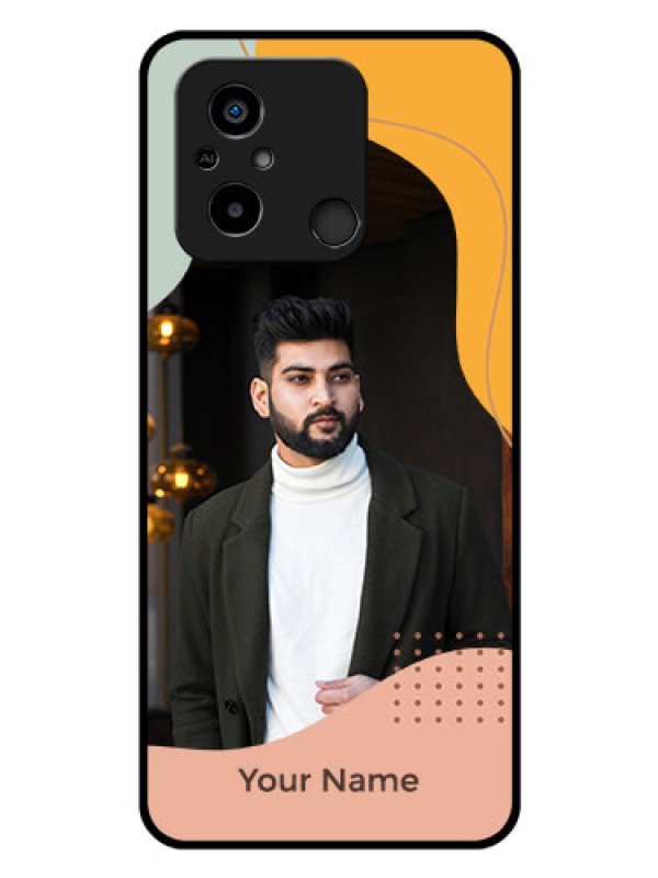 Custom Poco C55 Personalized Glass Phone Case - Tri-coloured overlay design