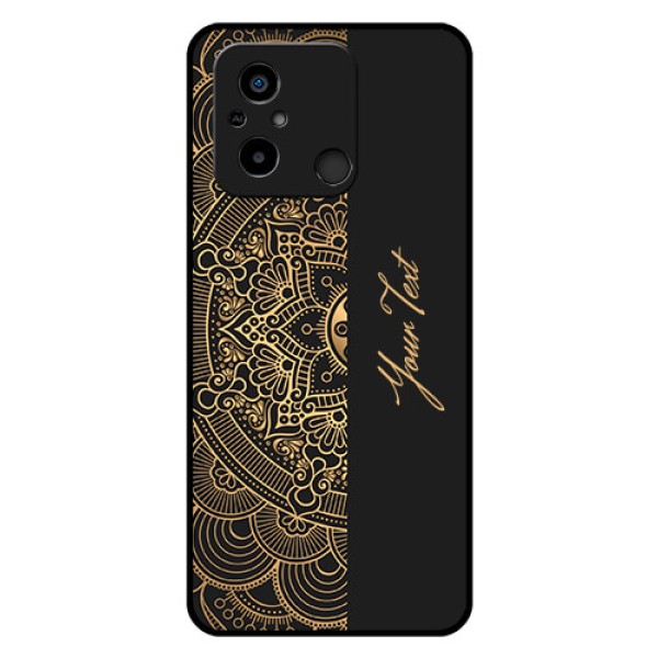 Poco C55 Photo Printing on Glass Case - Mandala art with custom text Design Poco C55 Photo Printing on Glass Case - Mandala art with custom text Design