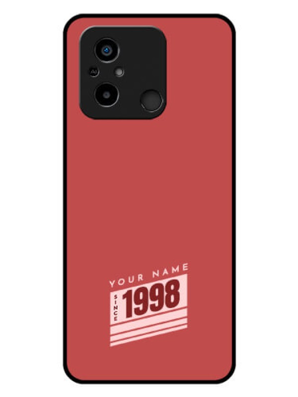 Custom Poco C55 Custom Glass Phone Case - Red custom year of birth Design