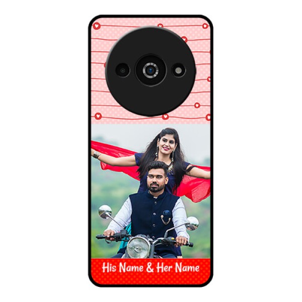 Poco C61 Custom Glass Phone Case - Red Pattern Case Design